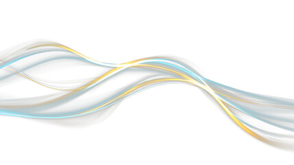 Naklejka premium Waves of blue and yellow lines flowing on a transparent background creating a flowing design effect