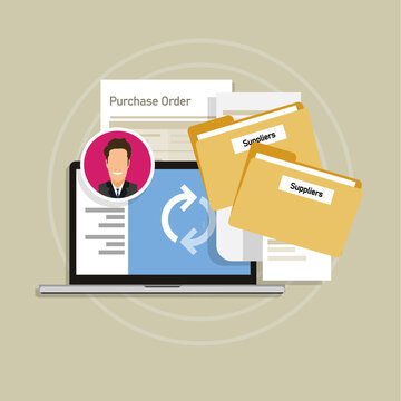 Clean and accountable electronic e-procurement management supplier process concept vector illustration