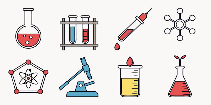 a collection of science and laboratory icons Vector