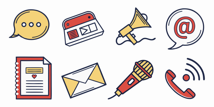 a collection of communication icons on a white background Vector