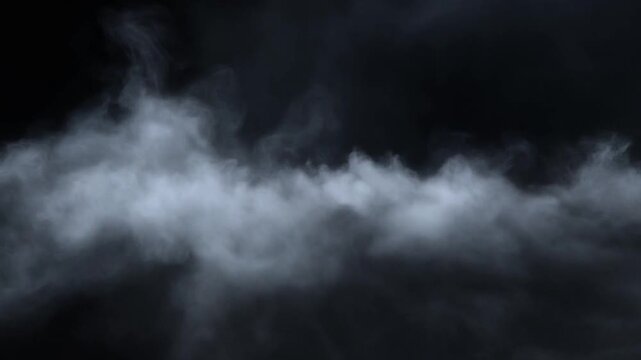 Smoke wafting across a dark background with white space, for dramatic or mysterious design use