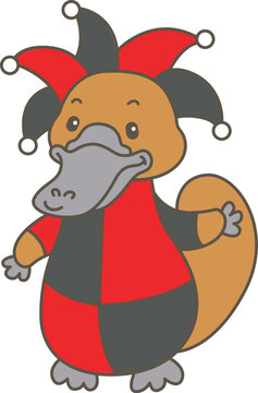 Cute set of platypus sticker with activity. Platypus 