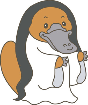 Cute set of platypus sticker with activity. Platypus 