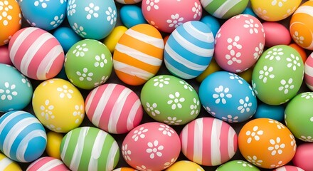 Obraz premium Vibrant easter eggs on easter sunday morning celebration