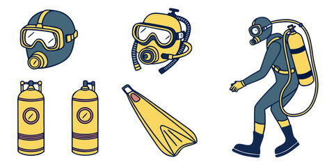 scuba diver with equipment Vector © rabby