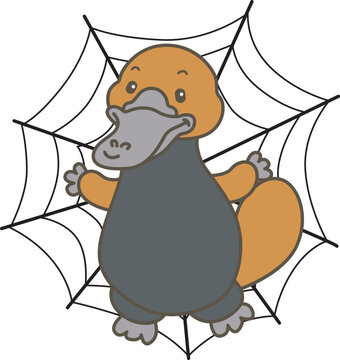 Cute set of platypus sticker with activity. Platypus 