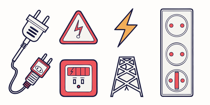 electricity symbols and objects Vector