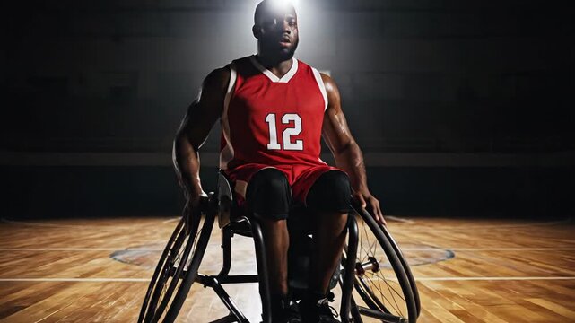Wheelchair Basketball Player in Uniform on Court
