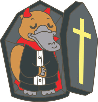 Cute set of platypus sticker with activity. Platypus 