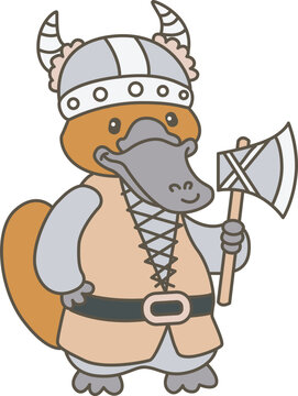 Cute set of platypus sticker with activity. Platypus 