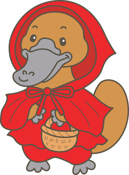 Cute set of platypus sticker with activity. Platypus 