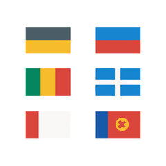 Fototapeta premium Collection of six assorted nation flag graphics on black background