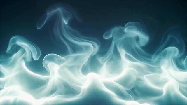 Seamless looping soft glowing white smoke cinematic drifting slow turbulence gentle neon tint futuristic luminous refined visuals motion gradient glow