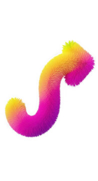 A fuzzy pink and yellow worm isolated on transparent background