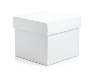 Fototapeta premium Clean, closed, white cubic container with lid