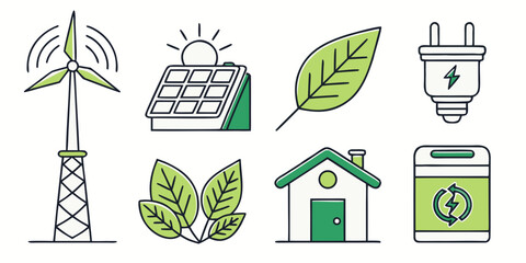 eco friendly icons for sustainable living Vector © Rabbi
