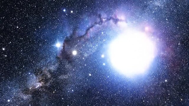 A stunning astronomical landscape of a vibrant nebula with stars and cosmic dust clouds in deep space, ideal for educational or decorative use