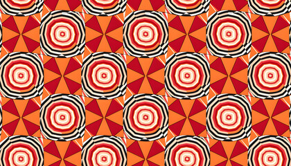 Fototapeta premium Vibrant Retro Geometric Tile Pattern Background with Circles and Triangles