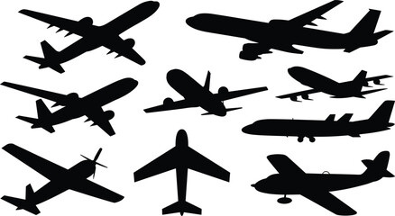 Commercial and Private Airplane Silhouettes Set © NR