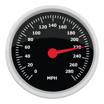 Vector illustration of a round car dashboard with speedometer and tachometer