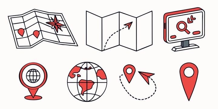 a set of icons related to location and mapping Vector