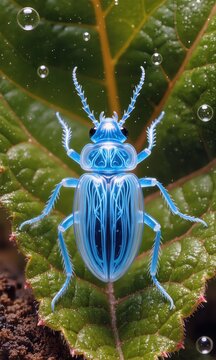 green beetle on a tree
Iridescent Blue Fantasy Beetle with Crystal Antennas Glow Illustration