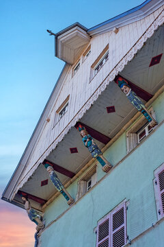 La Maison des Cariatides &agrave; Delle dans le Territoire de Belfort dans l'est de la France