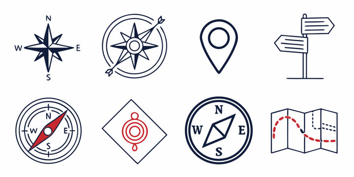 a collection of navigation icons Vector