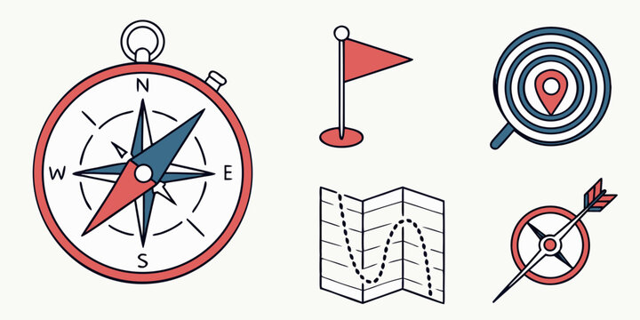 icons of navigation and direction tools Vector