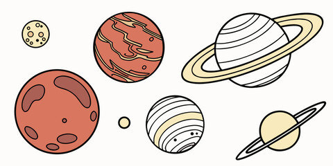 a group of planets and moons in our solar system Vector © rabi