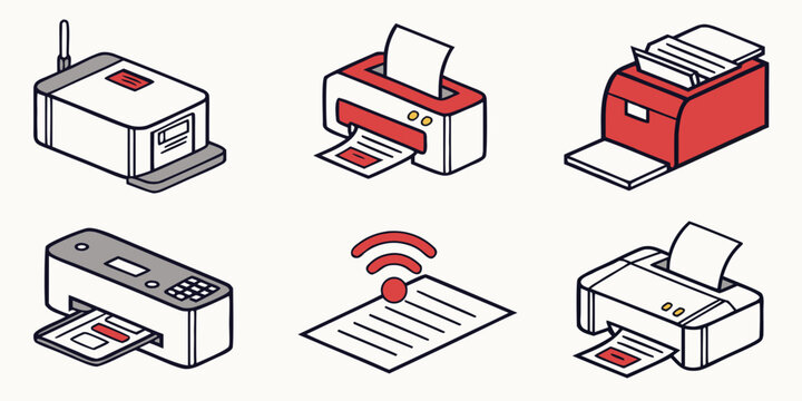 six different types of printers are shown Vector