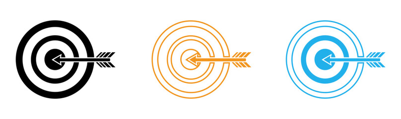 Target icons with arrows in black orange and blue