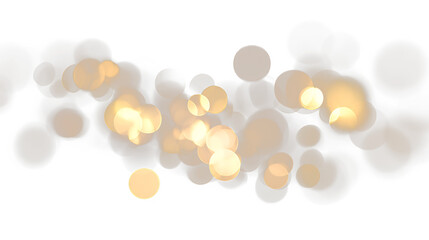 Golden circles on a transparent background creating a soft bokeh effect during daylight hours © tanandaa