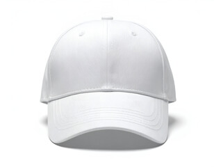 Fototapeta premium Plain white baseball cap, front view, isolated on white