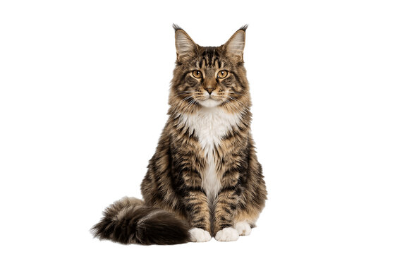 maine coon cat on white background