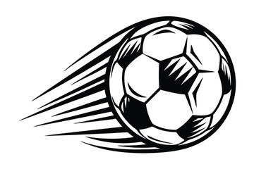 Vibrant soccer ball with motion lines, capturing the fast pace of a football match. © Shimul