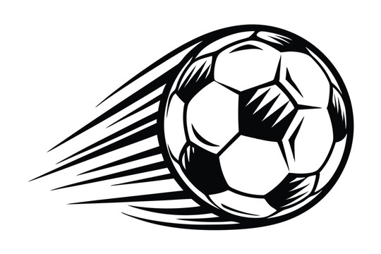 Vibrant soccer ball with motion lines, capturing the fast pace of a football match.