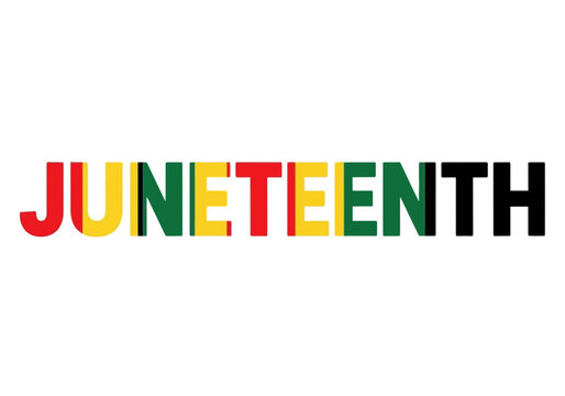 Juneteenth celebration with colorful text