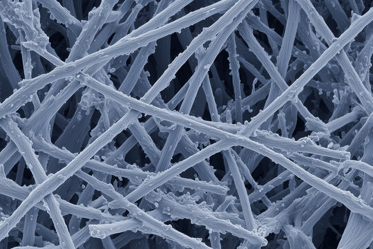 Scanning Electron Micrograph SEM of Organic Cotton Fabric Fibers
