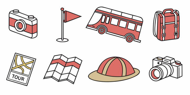 a collection of fire station related icons Vector