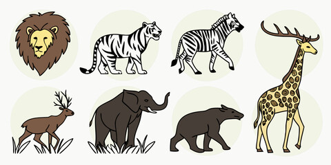 a collection of safari animal icons Vector © Akshay