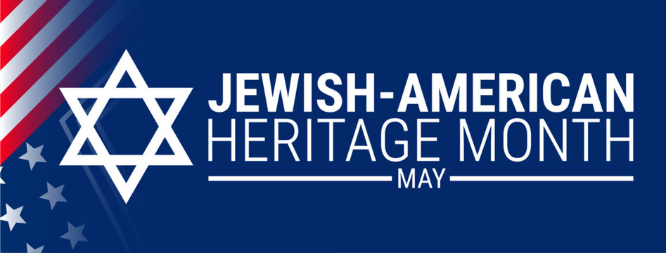 Jewish American Heritage Month usa flag  background, banner, card or poster design template is observed every year during May, to raise awareness about the mission. Vector illustration.