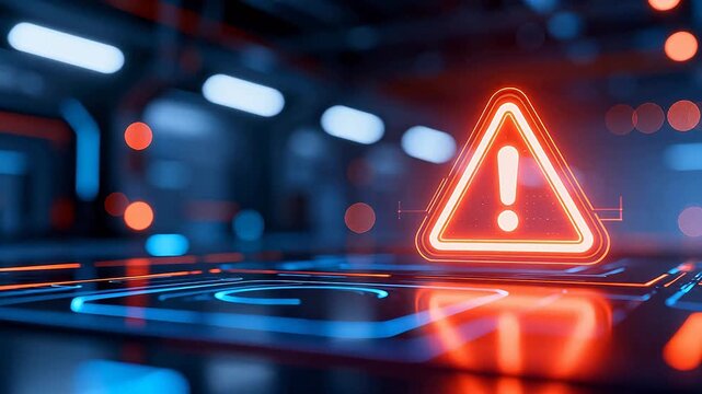Futuristic warning sign in neon