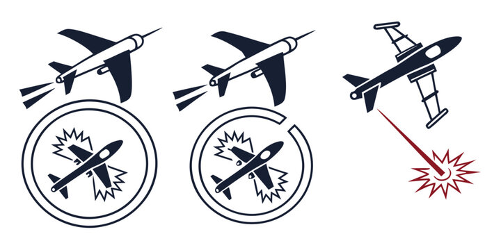 military jets launching missiles at targets Vector