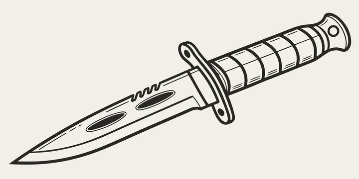 a black and white drawing of a dagger Vector