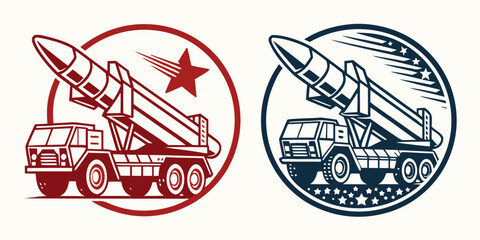 a truck with a missile on a launch pad Vector © leptop