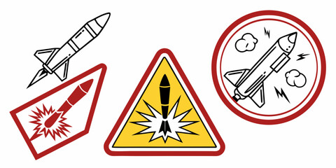 Fototapeta premium a set of warning signs for a missile Vector