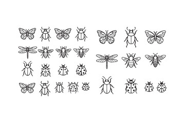 insects icons set with butterflies beetles ladybugs © Sumon90cs