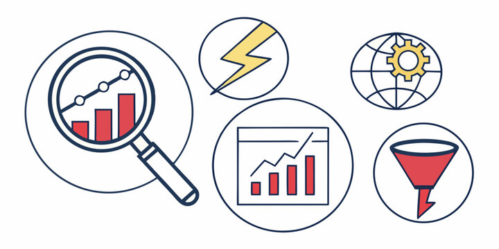 a collection of business analysis icons Vector