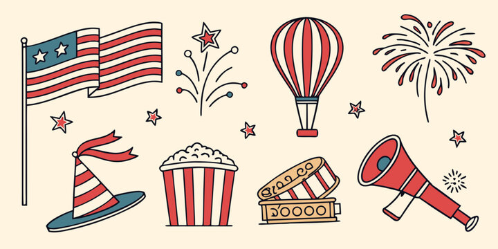 patriotic icons for independence day celebration Vector